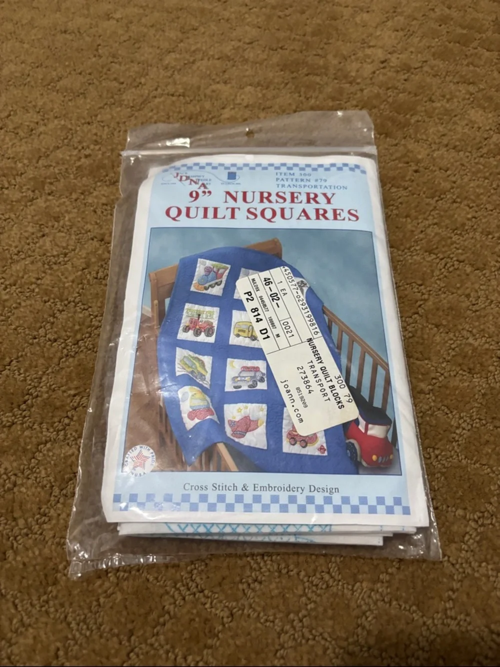 Nursery Quilt Squares Cross Stitch & Embroidery Pattern - Blue
